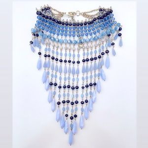 Neiman Marcus multi beaded blue necklace